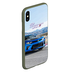 Чехол iPhone XS Max матовый Chevrolet Camaro ZL 1 - Motorsport, цвет: 3D-темно-зеленый — фото 2