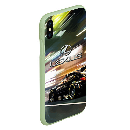 Чехол iPhone XS Max матовый Lexus - скорость режим / 3D-Салатовый – фото 2