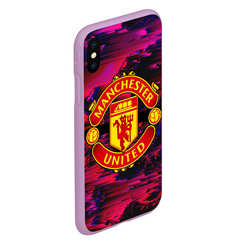 Чехол iPhone XS Max матовый Manchester United / 3D-Сиреневый – фото 2