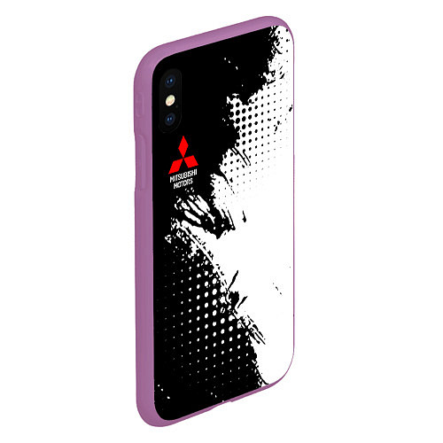 Чехол iPhone XS Max матовый Mitsubishi - черно-белая абстракция / 3D-Фиолетовый – фото 2