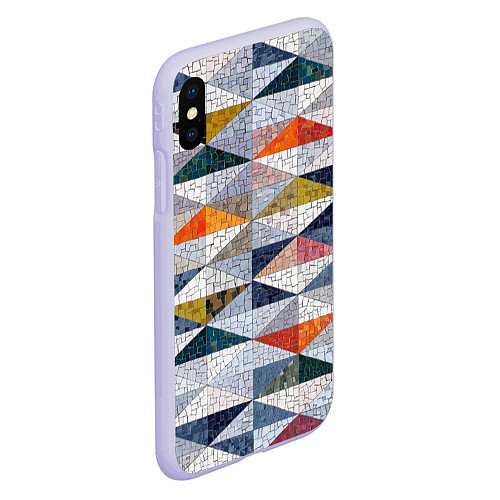 Чехол iPhone XS Max матовый Каменный разноцветный паттерн / 3D-Светло-сиреневый – фото 2