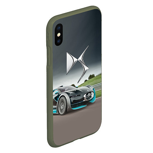 Чехол iPhone XS Max матовый Citroen DS Spirit - скоростной режим / 3D-Темно-зеленый – фото 2