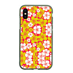 Чехол iPhone XS Max матовый Hawaiian kaleidoscope, цвет: 3D-темно-зеленый