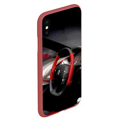 Чехол iPhone XS Max матовый Ситроен - салон - Steering wheel, цвет: 3D-красный — фото 2