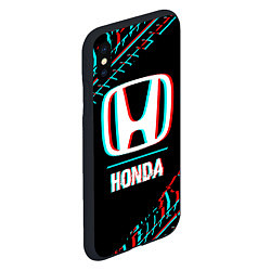 Чехол iPhone XS Max матовый Значок Honda в стиле glitch на темном фоне, цвет: 3D-черный — фото 2