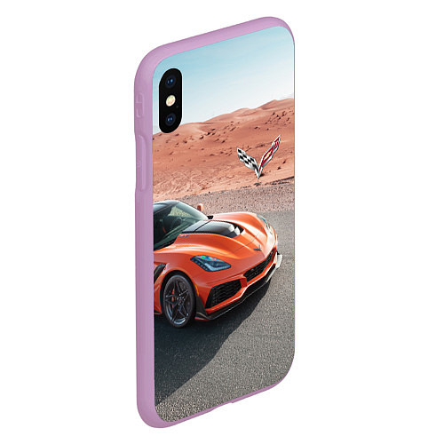 Чехол iPhone XS Max матовый Chevrolet Corvette - Motorsport - Desert / 3D-Сиреневый – фото 2