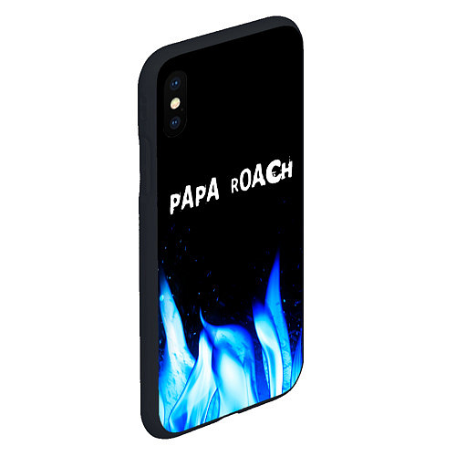 Чехол iPhone XS Max матовый Papa Roach blue fire / 3D-Черный – фото 2