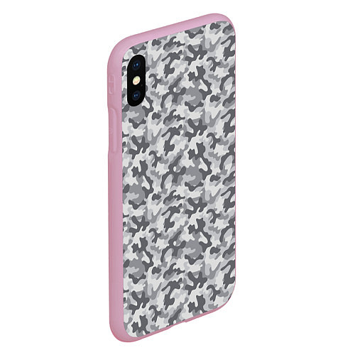 Чехол iPhone XS Max матовый Камуфляж М-21 серый / 3D-Розовый – фото 2