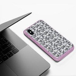 Чехол iPhone XS Max матовый Камуфляж М-21 серый, цвет: 3D-сиреневый — фото 2