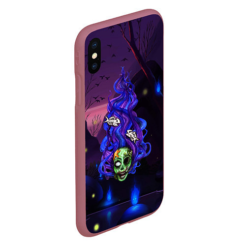 Чехол iPhone XS Max матовый Мертвая русалка / 3D-Малиновый – фото 2