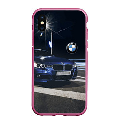 Чехол iPhone XS Max матовый BMW на ночной трассе