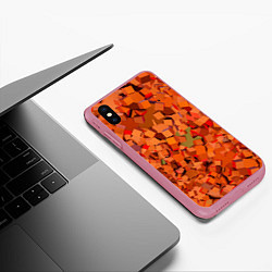 Чехол iPhone XS Max матовый Оранжевые кубы в абстракции, цвет: 3D-малиновый — фото 2