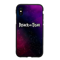 Чехол iPhone XS Max матовый Attack on Titan gradient space