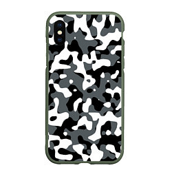 Чехол iPhone XS Max матовый Камуфляж Concrete Jungle, цвет: 3D-темно-зеленый