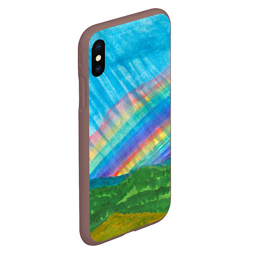 Чехол iPhone XS Max матовый Летний дождь радуга / 3D-Коричневый – фото 2