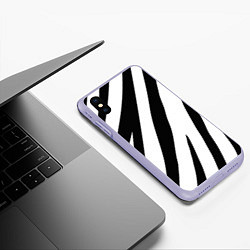 Чехол iPhone XS Max матовый Камуфляж зебры, цвет: 3D-светло-сиреневый — фото 2