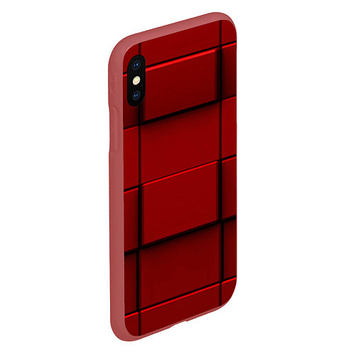 Чехол iPhone XS Max матовый Абстрактная красные кубики-стена / 3D-Красный – фото 2