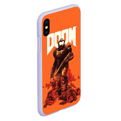 Чехол iPhone XS Max матовый DOOM - Doomguy / 3D-Светло-сиреневый – фото 2