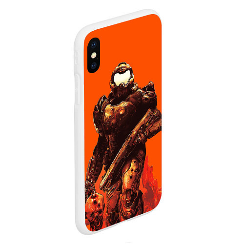 Чехол iPhone XS Max матовый Думгай с головой - Doom / 3D-Белый – фото 2