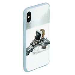Чехол iPhone XS Max матовый Хоккейные коньки, цвет: 3D-голубой — фото 2