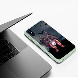 Чехол iPhone XS Max матовый Девушка в скальпеле волка, цвет: 3D-салатовый — фото 2