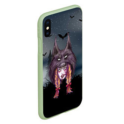Чехол iPhone XS Max матовый Девушка в скальпеле волка, цвет: 3D-салатовый — фото 2