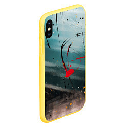 Чехол iPhone XS Max матовый Абстрактные пластины в синем тумане и краски, цвет: 3D-желтый — фото 2