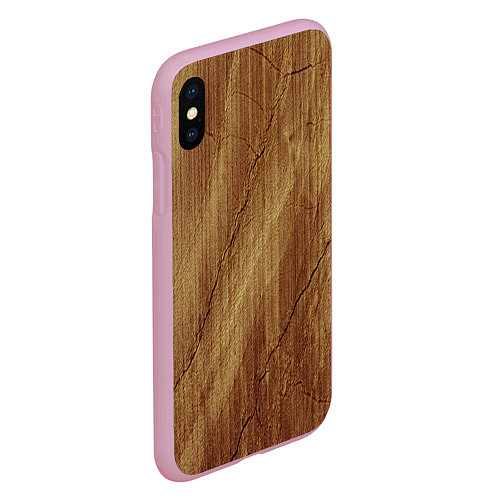 Чехол iPhone XS Max матовый Деревянная текстура / 3D-Розовый – фото 2