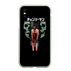 Чехол iPhone XS Max матовый Chainsaw Man, цвет: 3D-салатовый