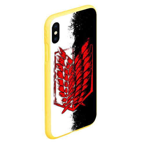 Чехол iPhone XS Max матовый Атака титанов - Красный Разведкорпус / 3D-Желтый – фото 2