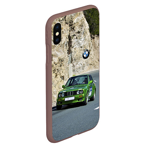 Чехол iPhone XS Max матовый Зелёная бэха на горной дороге / 3D-Коричневый – фото 2