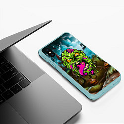 Чехол iPhone XS Max матовый Монстр - лизун, цвет: 3D-мятный — фото 2