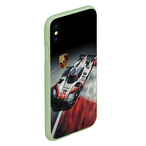 Чехол iPhone XS Max матовый Porsche - racing team - motorsport / 3D-Салатовый – фото 2