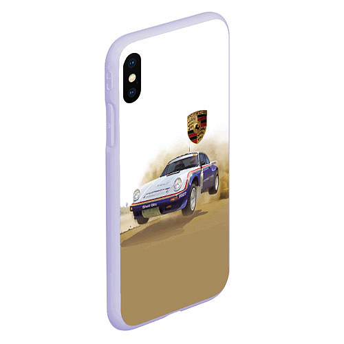 Чехол iPhone XS Max матовый Porsche - гонки в пустыне / 3D-Светло-сиреневый – фото 2