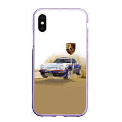 Чехол iPhone XS Max матовый Porsche - гонки в пустыне