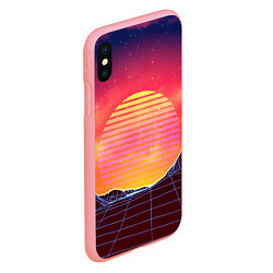 Чехол iPhone XS Max матовый Абстрактные 3D неоновые горы на закате, цвет: 3D-баблгам — фото 2