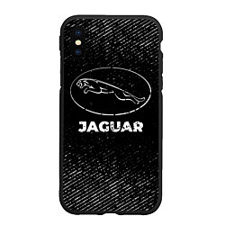 Чехол iPhone XS Max матовый Jaguar с потертостями на темном фоне, цвет: 3D-черный