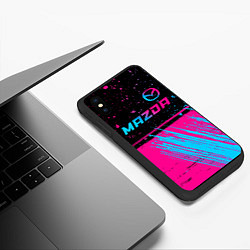 Чехол iPhone XS Max матовый Mazda - neon gradient: символ сверху, цвет: 3D-черный — фото 2