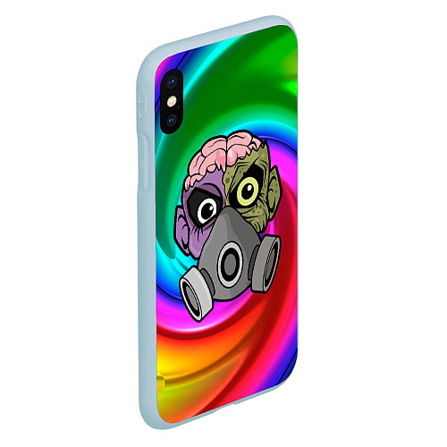 Чехол iPhone XS Max матовый Зомби в распираторе / 3D-Голубой – фото 2