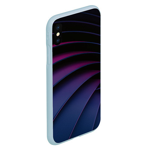 Чехол iPhone XS Max матовый Спиральные тёмные пластины / 3D-Голубой – фото 2