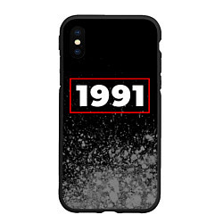 Чехол iPhone XS Max матовый 1991 - в красной рамке на темном, цвет: 3D-черный