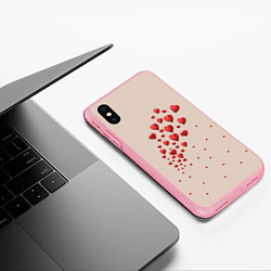 Чехол iPhone XS Max матовый Поляна из рассыпанных алых сердечек, цвет: 3D-баблгам — фото 2