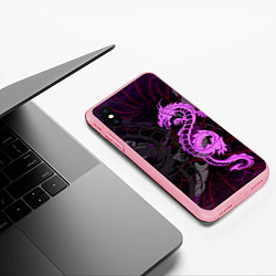 Чехол iPhone XS Max матовый Неоновый дракон purple dragon, цвет: 3D-баблгам — фото 2