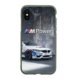 Чехол iPhone XS Max матовый BMW M4 GT4 - racing team - motorsport, цвет: 3D-темно-зеленый