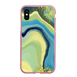 Чехол iPhone XS Max матовый Сине-зеленый агат, цвет: 3D-розовый