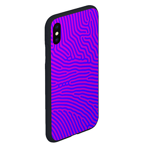 Чехол iPhone XS Max матовый Фиолетовые линии / 3D-Черный – фото 2