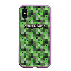 Чехол iPhone XS Max матовый Minecraft - пиксельные лица, цвет: 3D-фиолетовый