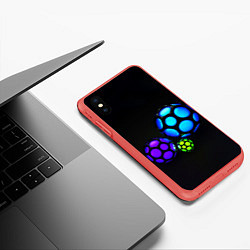 Чехол iPhone XS Max матовый Объёмные неоновые шары, цвет: 3D-красный — фото 2