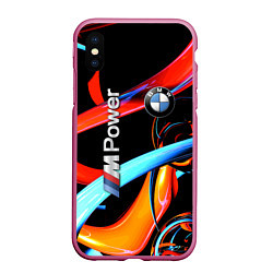 Чехол iPhone XS Max матовый BMW M Power - Germany, цвет: 3D-малиновый