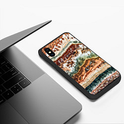 Чехол iPhone XS Max матовый Натуральный природный камень агат, цвет: 3D-черный — фото 2